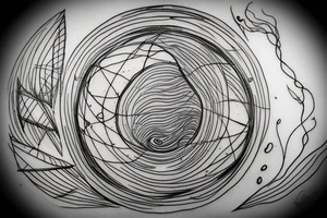 ethereal landscape inside a delicate circle tattoo idea