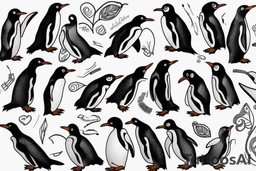 Penguin artist with brushstrokes tattoo idea