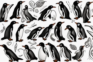 Penguin artist with brushstrokes tattoo idea