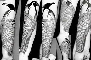 Penguin artist with brushstrokes tattoo idea