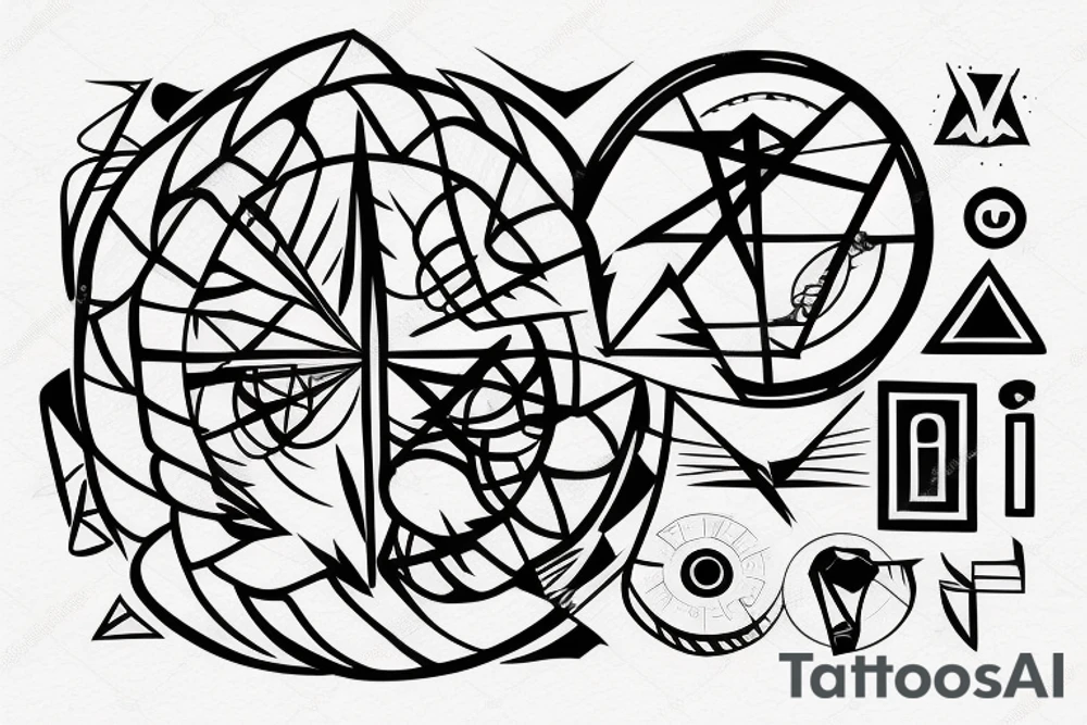 geometric hiking symbols in a circle tattoo idea