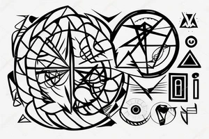 geometric hiking symbols in a circle tattoo idea