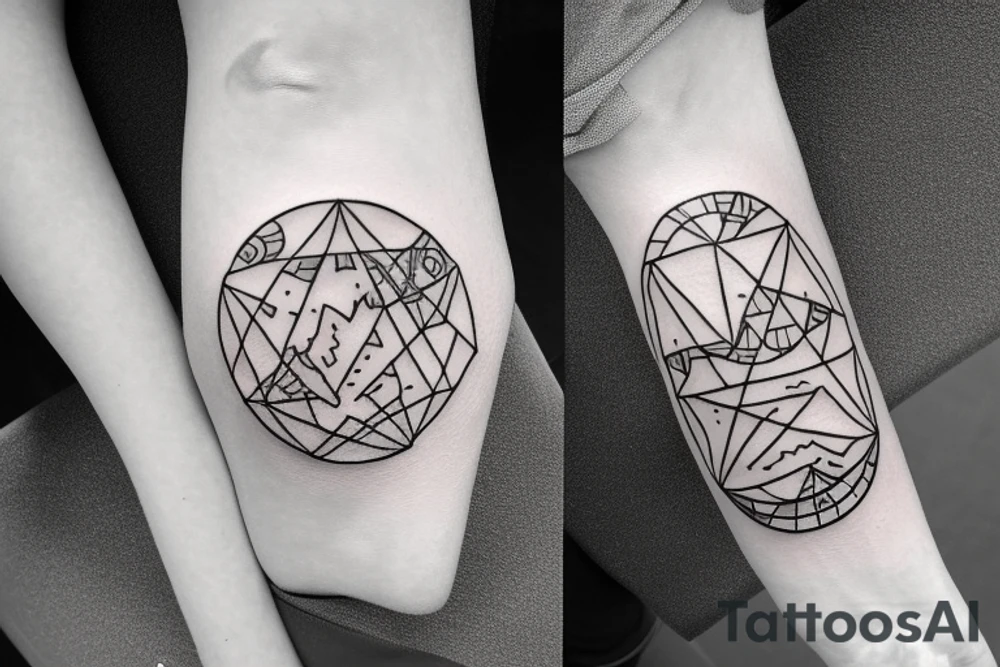 geometric hiking symbols in a circle tattoo idea