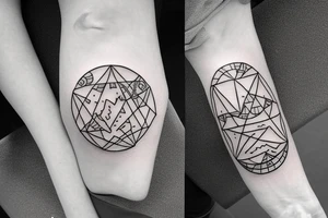 geometric hiking symbols in a circle tattoo idea