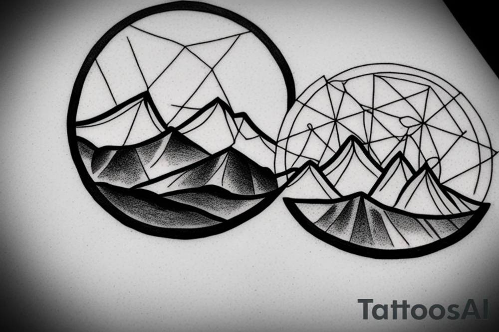 mountain range in a geometric circle tattoo idea