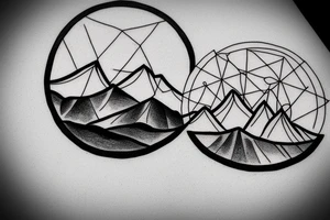 mountain range in a geometric circle tattoo idea