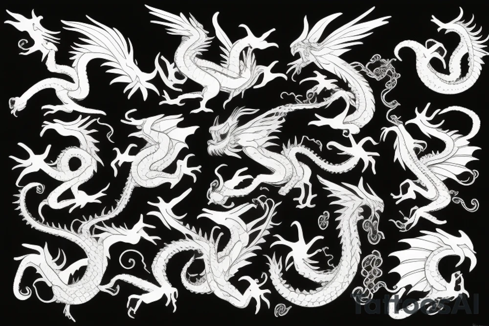 skinny flying dragon tattoo idea