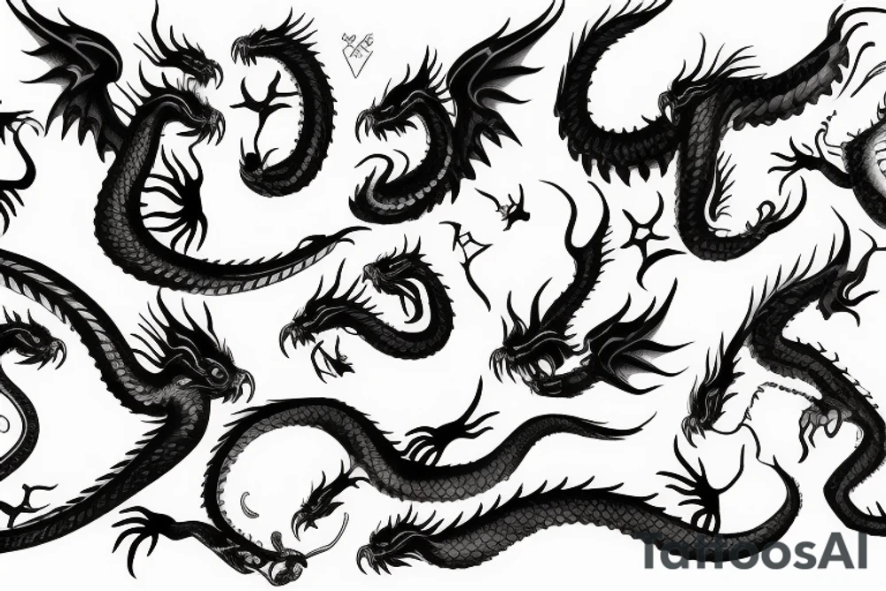 skinny flying dragon tattoo idea