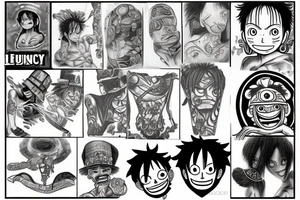luffy in da vinci's human circle tattoo idea