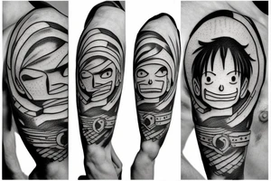 luffy in da vinci's human circle tattoo idea