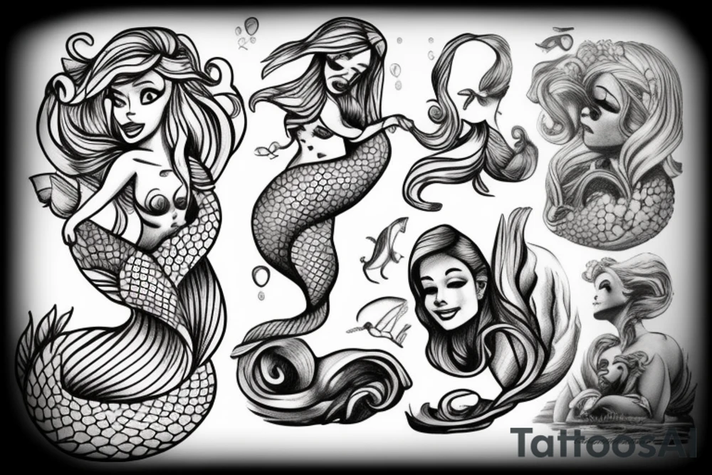 The little mermaid statue tattoo idea