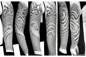 trident with waves tattoo idea