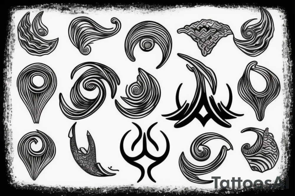 trident with waves tattoo idea