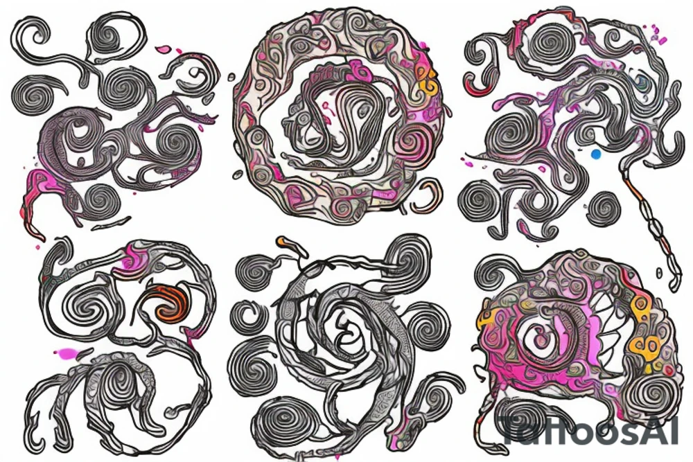 Spinal cord with splotches of color tattoo idea