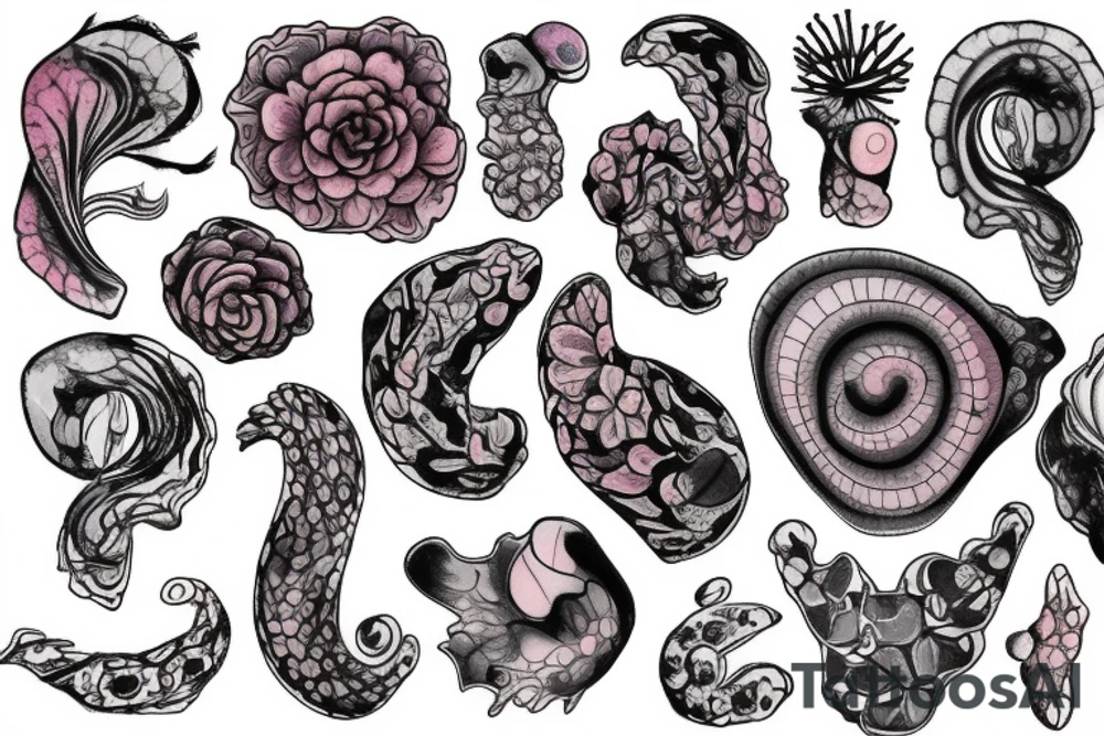 Back vertebrae going down back with faded pastel splotches tattoo idea