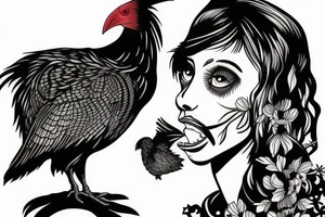 Girl eating a crow tattoo idea