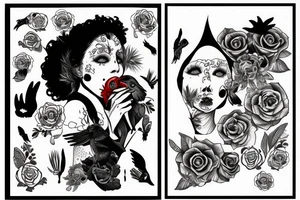 Girl eating a crow tattoo idea