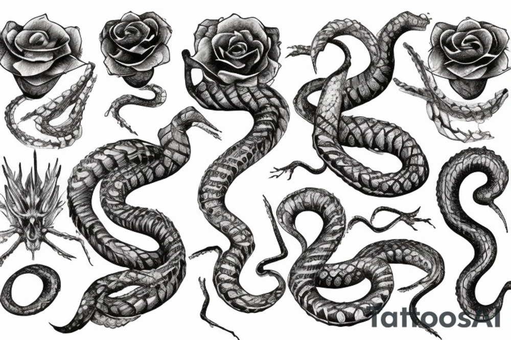 Snake skeleton infused with backbone with faded pastel watercolor splotches tattoo idea