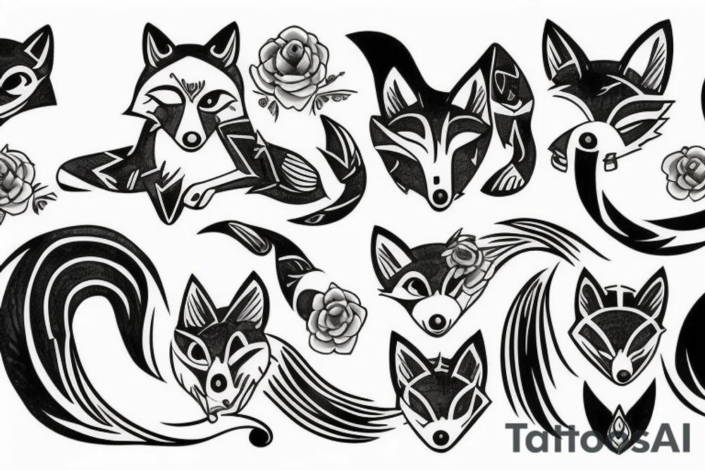 Neotraditional fox tattoo idea