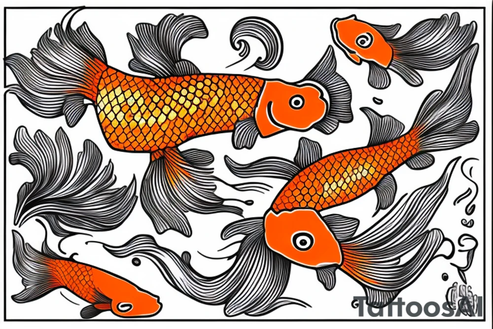 Orange Koi Fish swimming in water tattoo idea