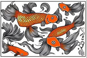 Orange Koi Fish swimming in water tattoo idea