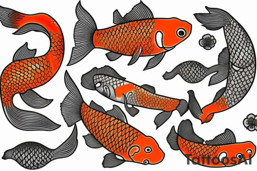 Orange Koi Fish swimming in water tattoo idea