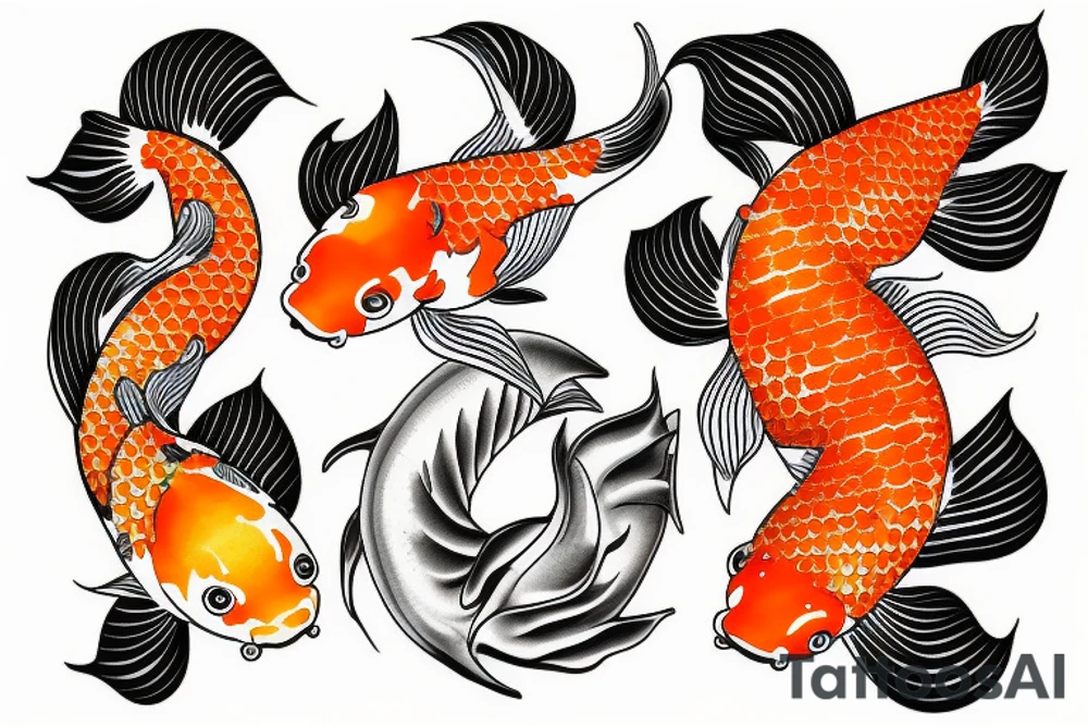 Orange Koi Fish swimming in water tattoo idea