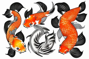 Orange Koi Fish swimming in water tattoo idea
