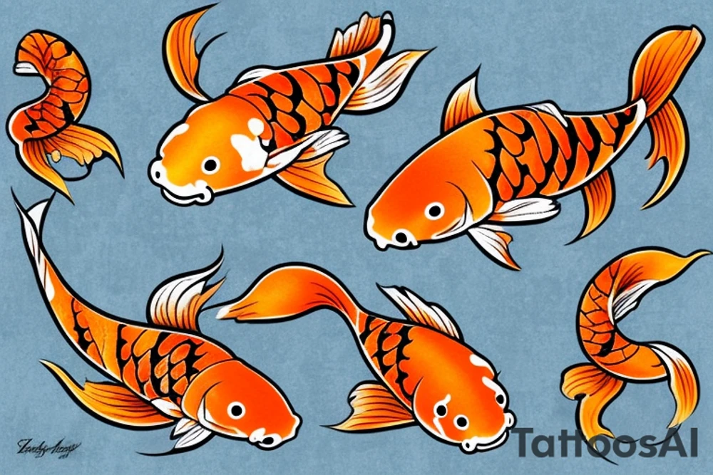 Orange Koi Fish swimming in water tattoo idea