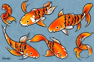 Orange Koi Fish swimming in water tattoo idea