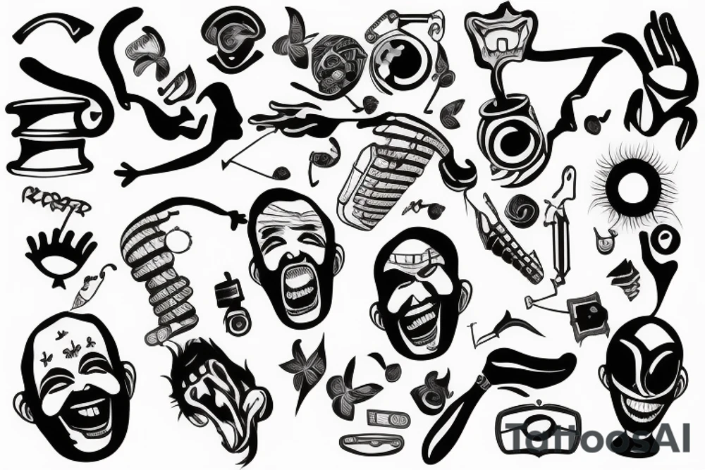 laughing doctor with scrap of paper tattoo idea