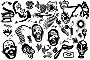 laughing doctor with scrap of paper tattoo idea