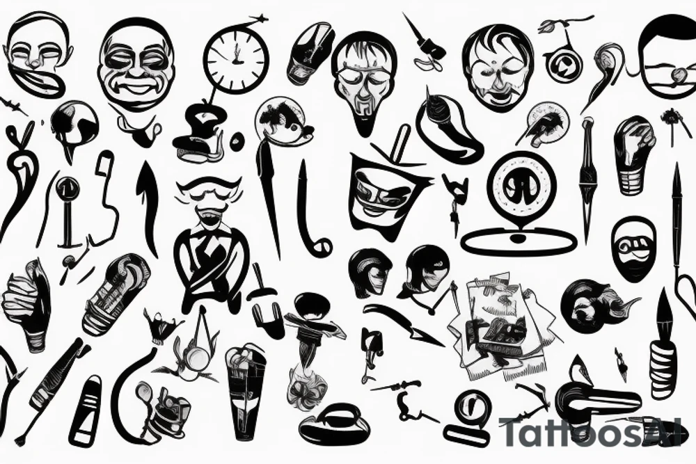laughing doctor with scrap of paper tattoo idea