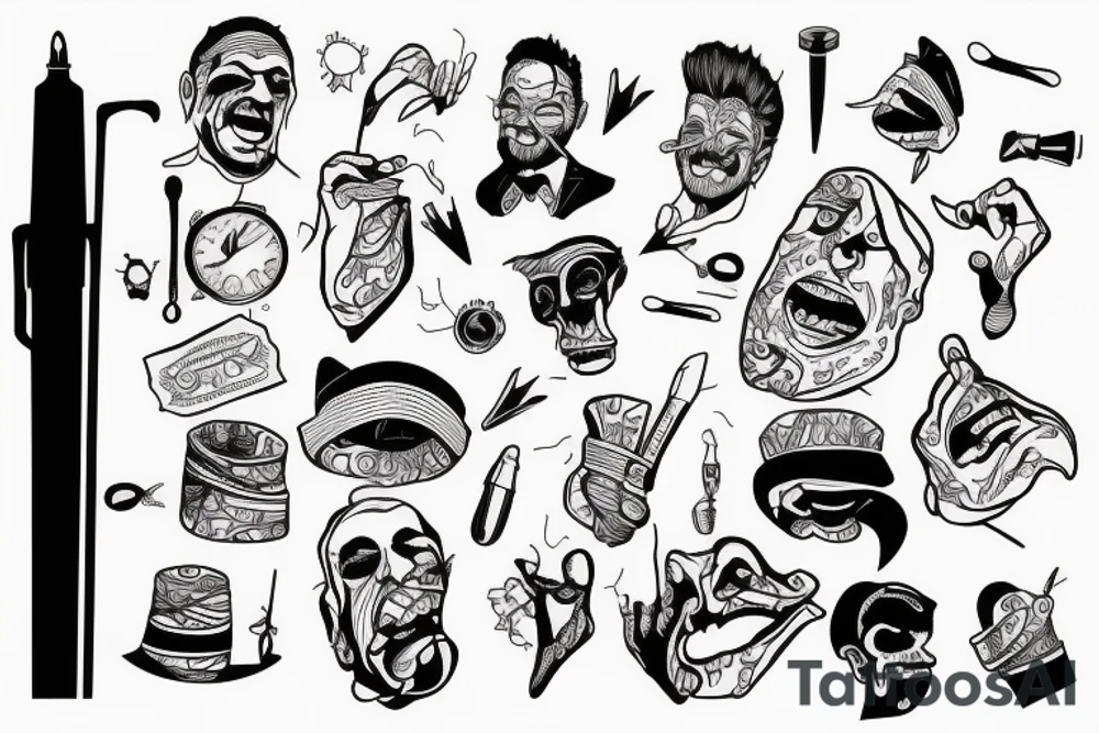 laughing doctor with scrap of paper in his hands tattoo idea