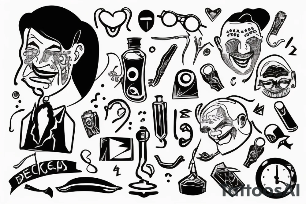 laughing doctor with scrap of paper in his hands tattoo idea