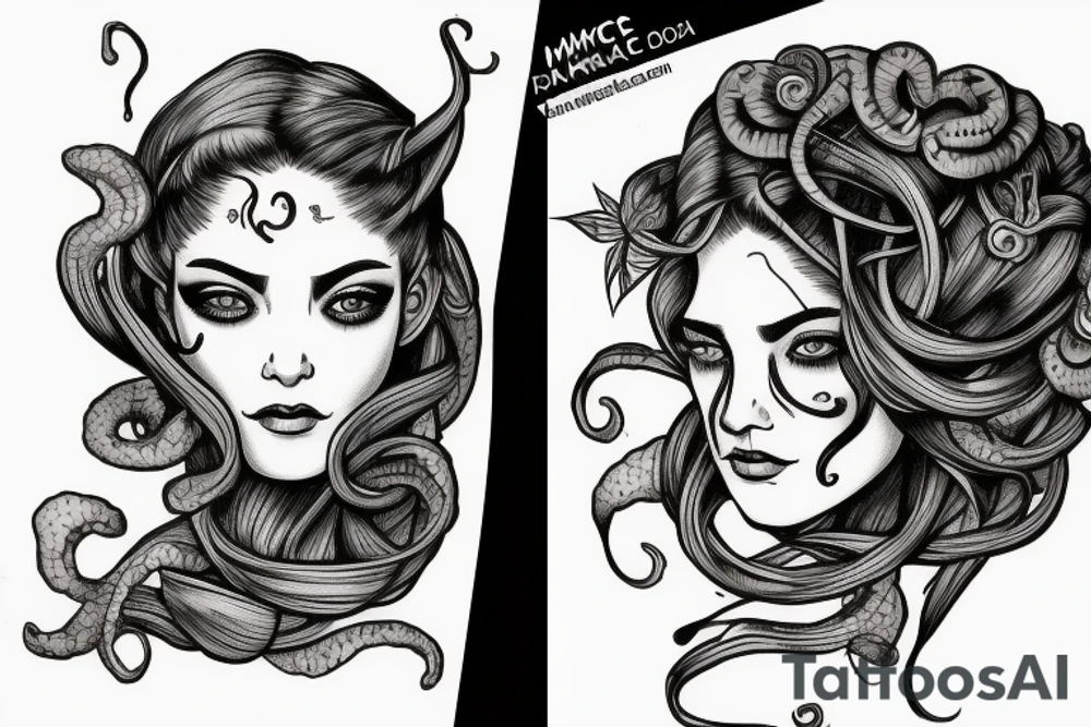 human face medusa tattoo idea