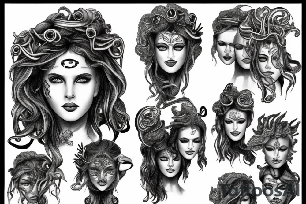 human face medusa tattoo idea