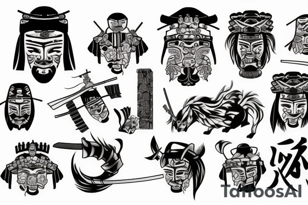 Samurai with Japanese castle tattoo idea