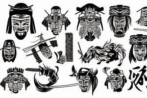 Samurai with Japanese castle tattoo idea