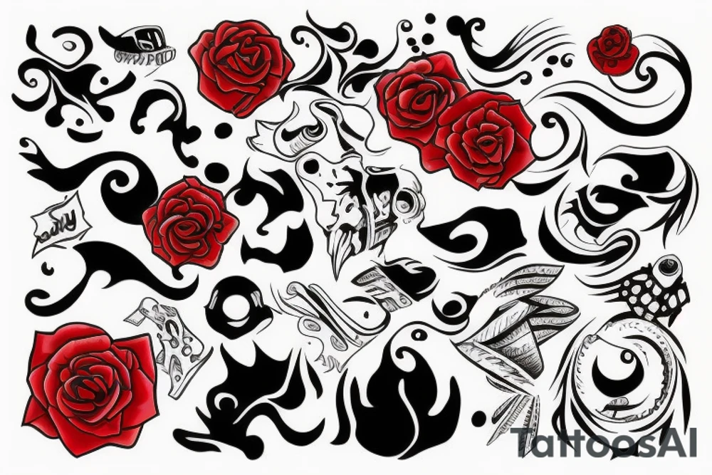 Red black white tattoo idea