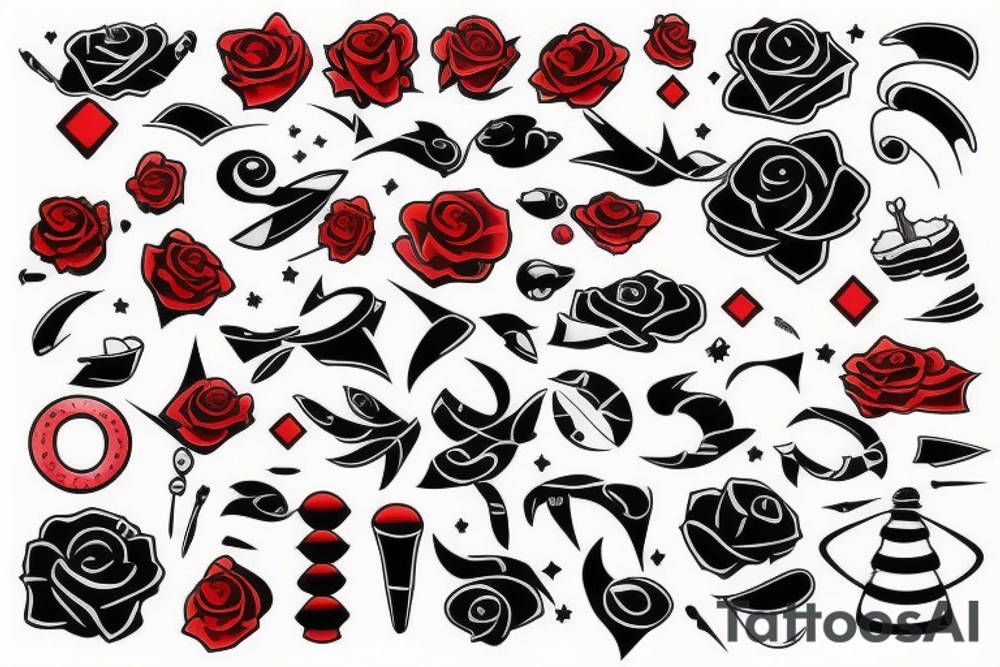 Red black white tattoo idea