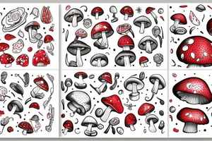 Red cap mushroom with white spots tattoo idea