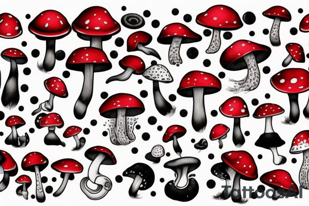 Red cap mushroom with white spots tattoo idea