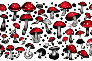 Red cap mushroom with white spots tattoo idea