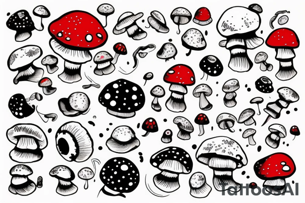 Red cap mushroom with white spots tattoo idea