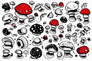 Red cap mushroom with white spots tattoo idea
