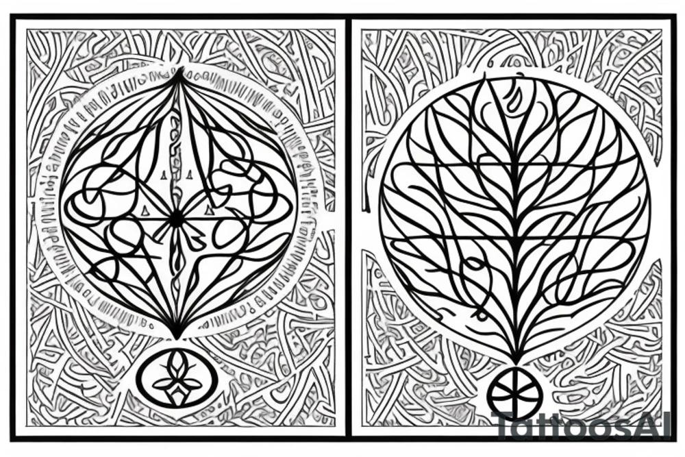 Detailed alchemy, arithmetic style for the tree of life tattoo idea