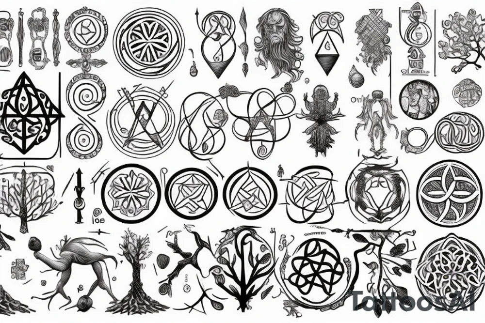 Detailed alchemy, arithmetic style for the tree of life tattoo idea
