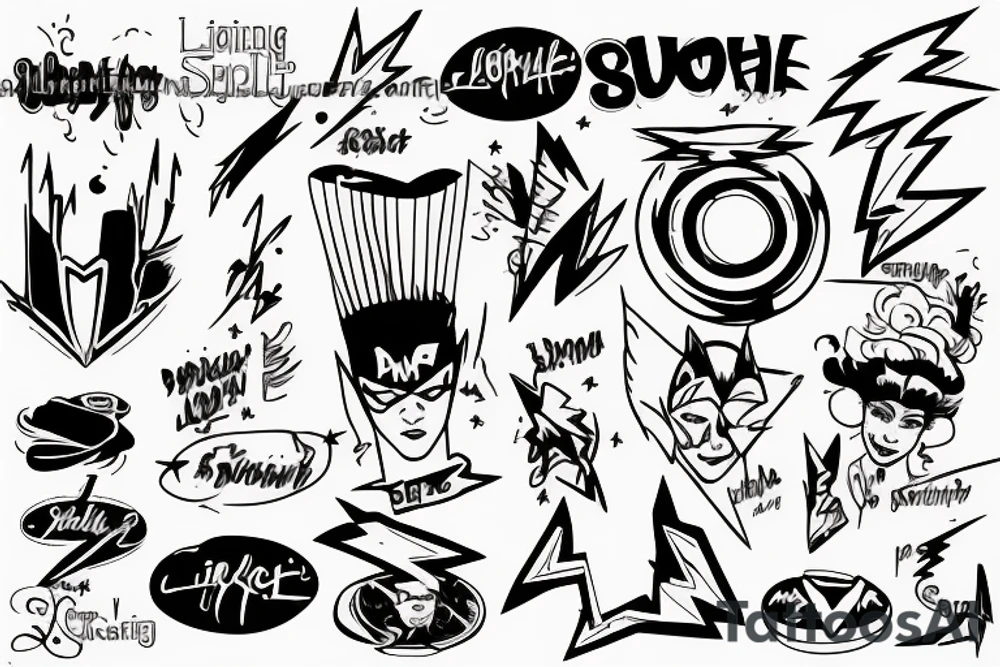 Lightning bolt super hero chef sister tattoo idea