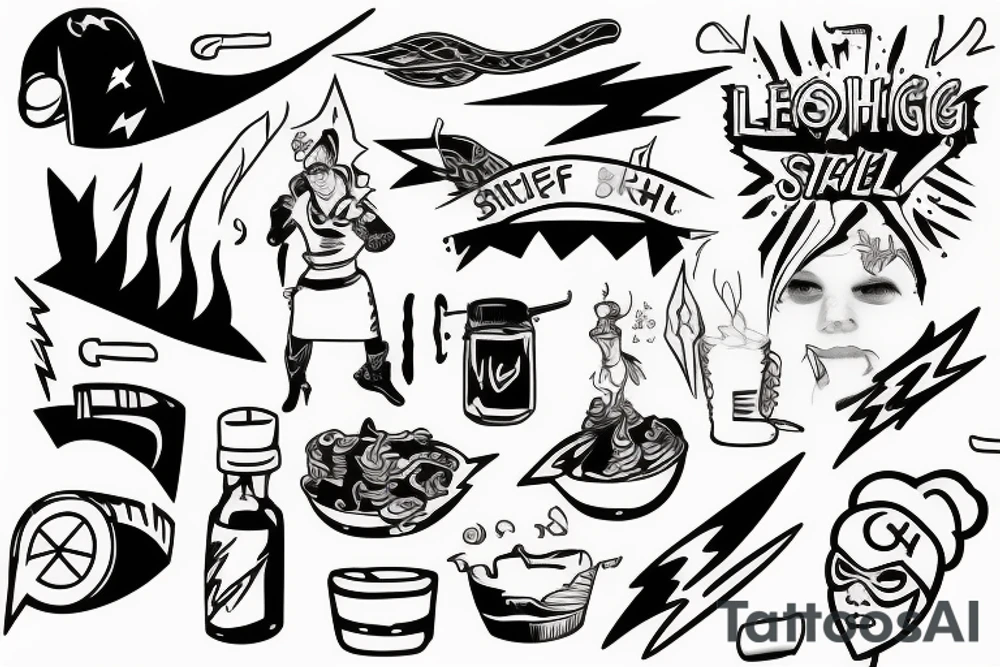 Lightning bolt super hero chef sister tattoo idea